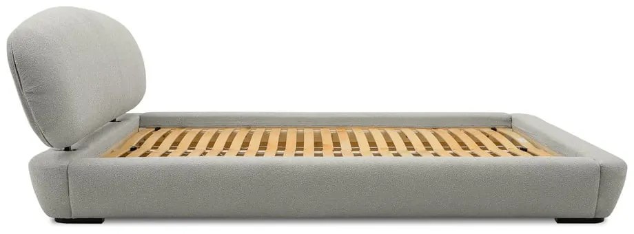 Pat matrimonial gri deschis tapițat cu somieră 140x200 cm Odette – Scandic