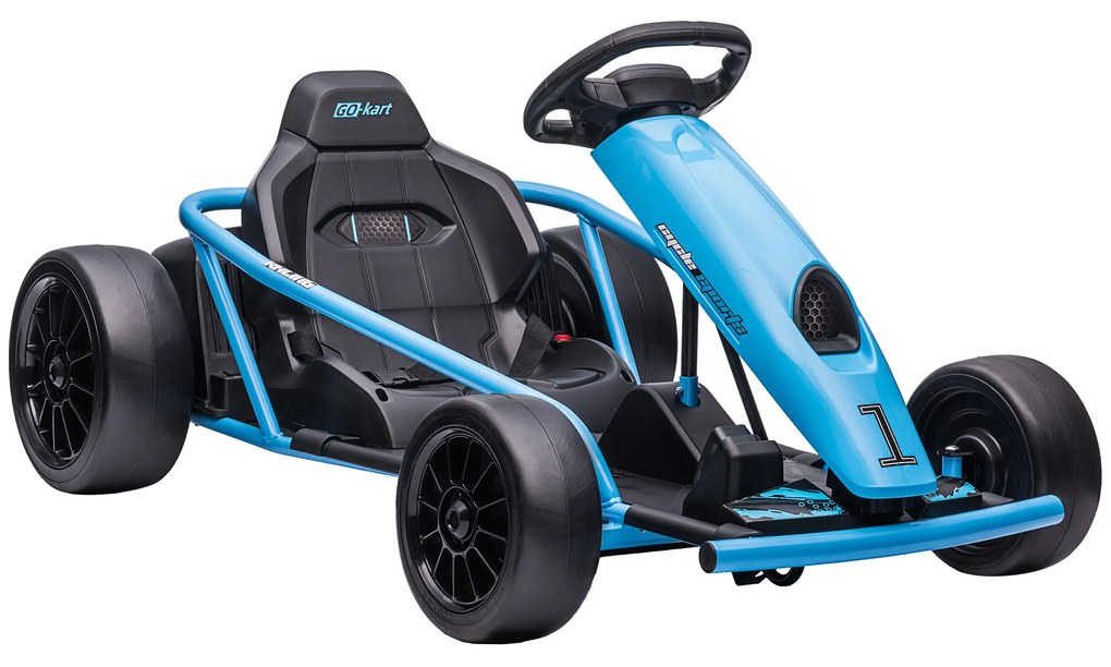 HOMCOM Go Kart Electric pentru Copii, Kart cu Pedale pentru Copii cu Pornire Lentă, Claxon, 115x77x54 cm, Albastru | Aosom Romania