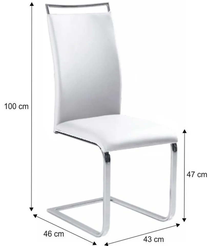 Scaun de sufragerie Berion (alb + Crom). 794756