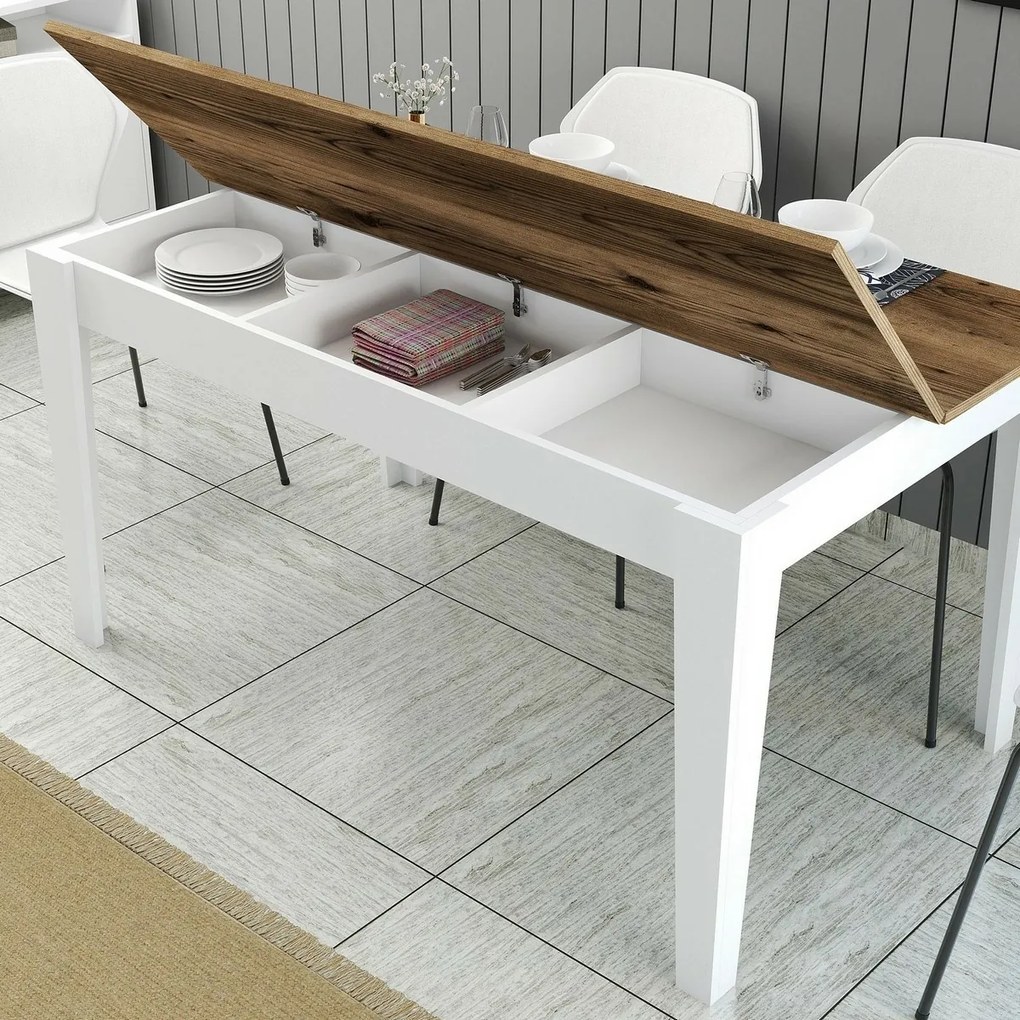 Masă de sufragerie Milan White and Walnut
