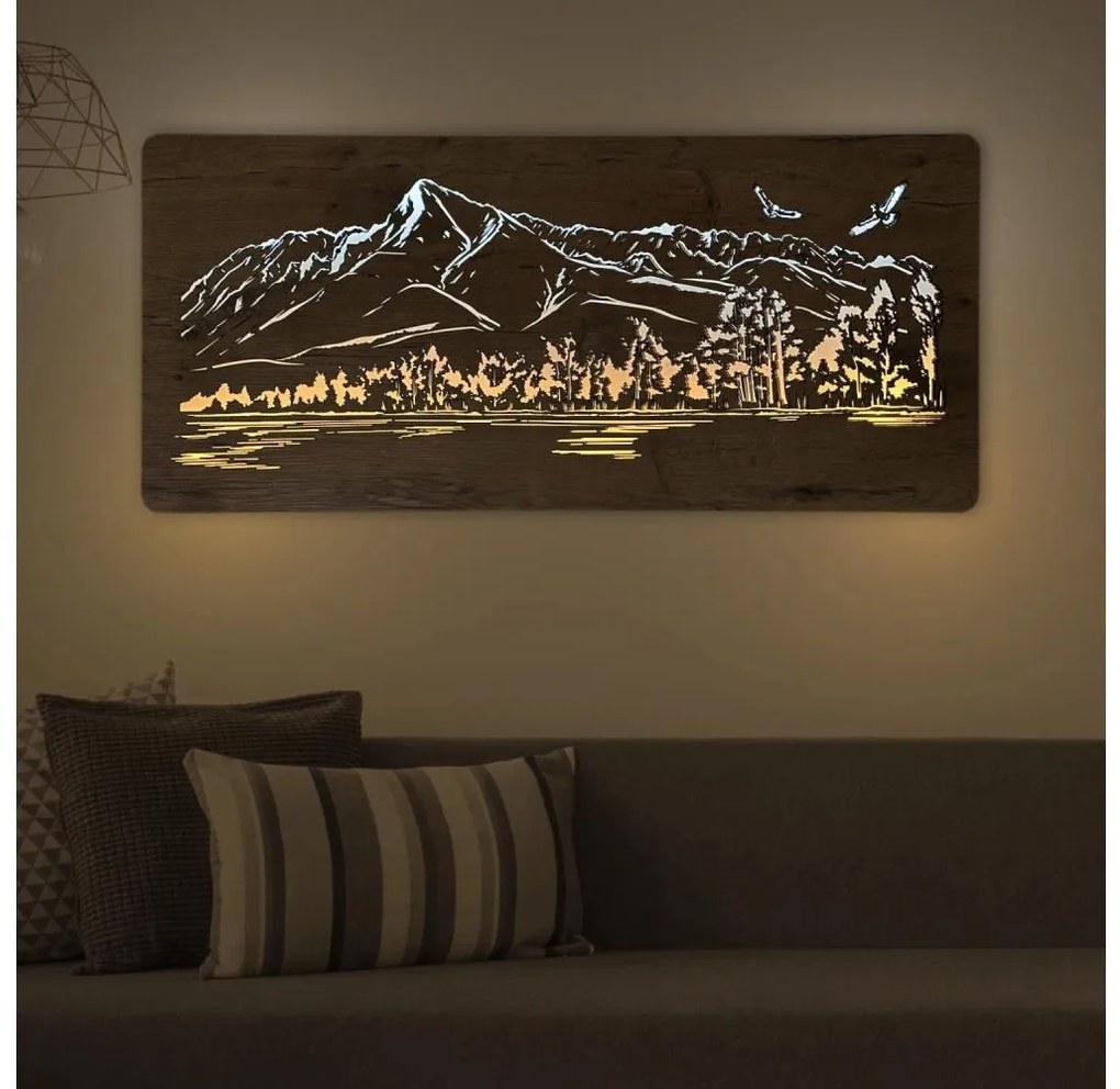 Li-Go 5589/A/DUB2 - Decorațiune LED de perete, 10 W, 5 V, 30000 mAh, 110 x 50 cm, finisaj stejar