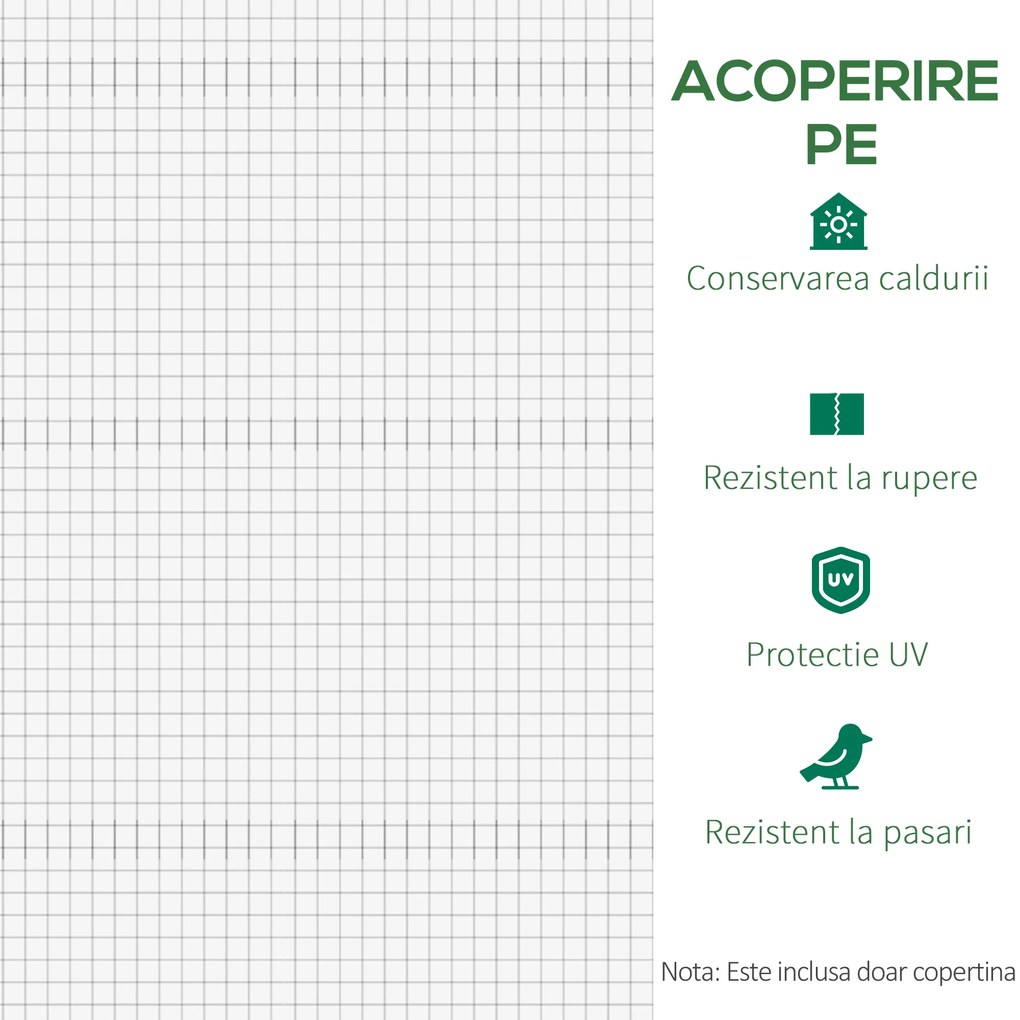 Outsunny Folie pentru Seră cu 12 Ferestre, Ușă Rulabilă și Margini Îngropate, 3x2x2 m, Alb | Aosom Romania