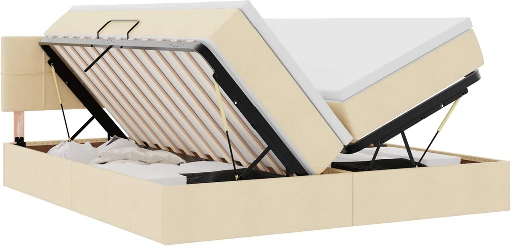 vidaXL Pat cu storage cu saltea Creme 180 x 200 cm Piele artificială