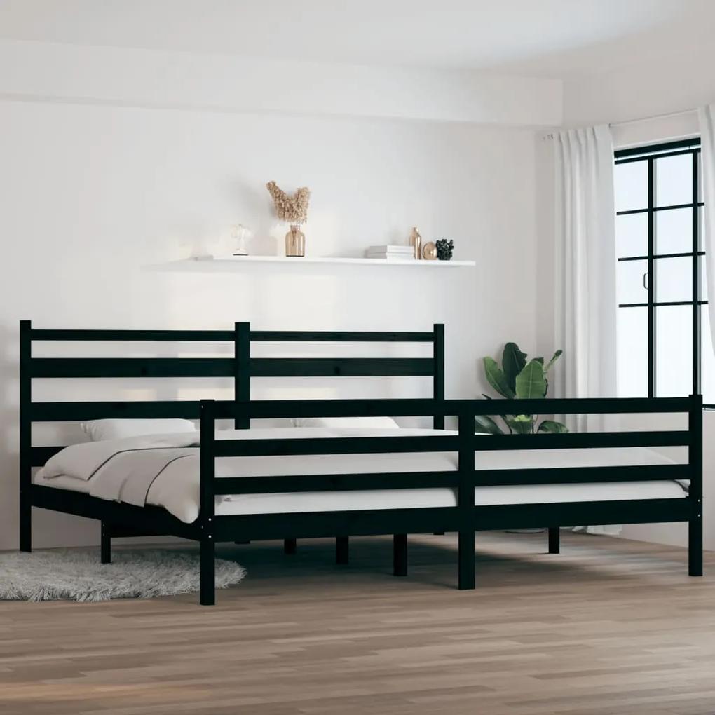 3103737 vidaXL Cadru de pat, 200x200 cm, lemn masiv de pin, negru