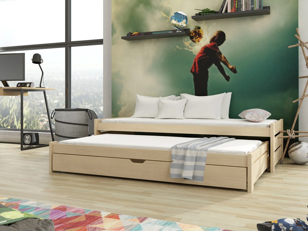 Pat pentru copii 90 x 200 cm ANISSA (cu somieră și sp. depozitare) (Pin). 1013116