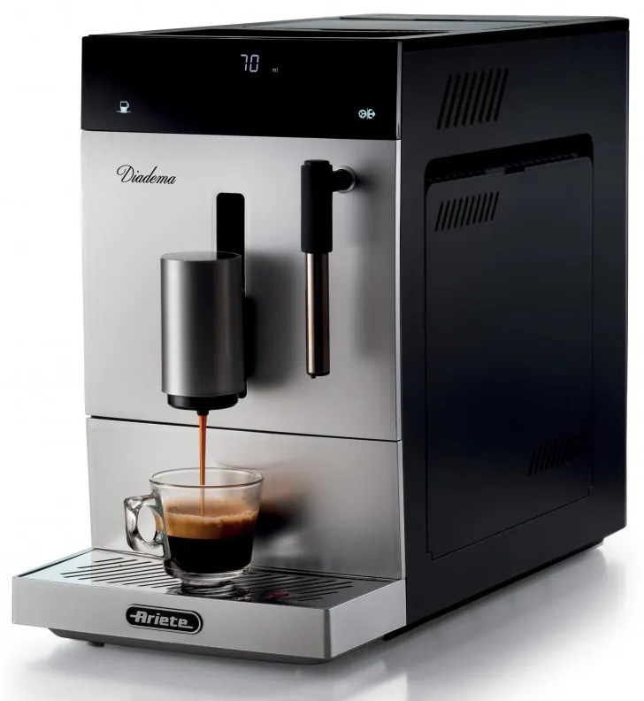 Espressor automat Ariete Diadema Automatica 1452/01, 1350W, 19 bar, 1,5 L, Rasnita incorporata, Afisaj tactil, Cafea boabe, Spumare lapte, Argintiu