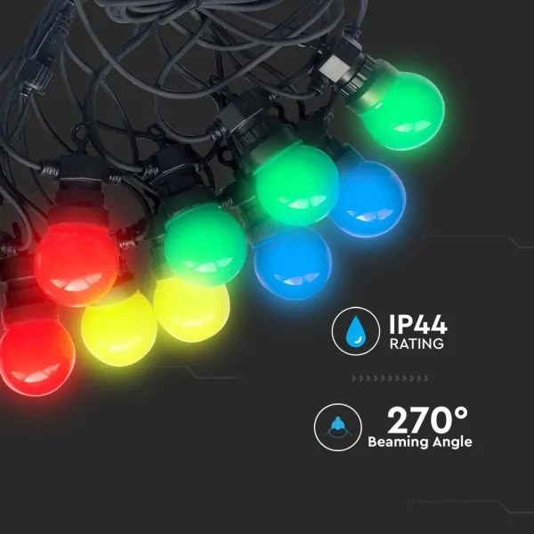 LED Lanț exterior STRING RGB 10m 20xLED/0,5W/230V IP44