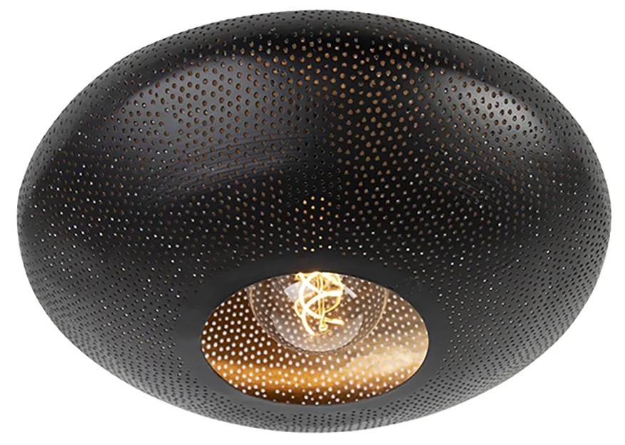 Plafoniera inteligentă neagră cu aur 40 cm inclusiv Wifi G95 - Radiance