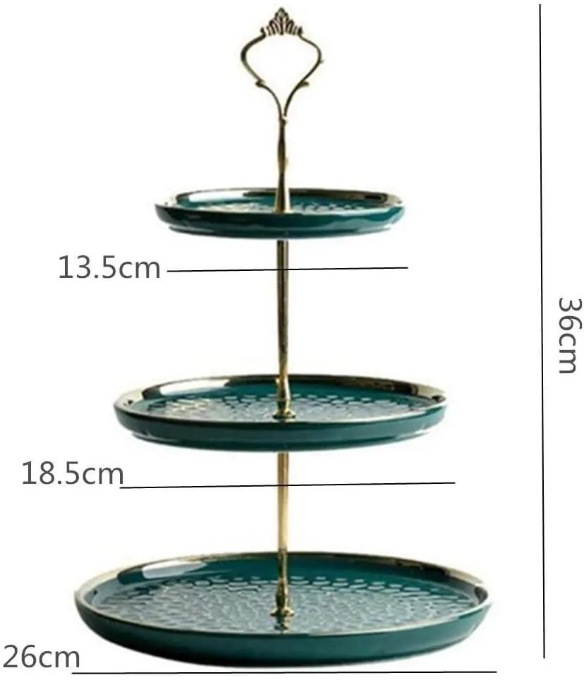 Suport prajituri, Royal, 3 etaje, 36 cm, Verde