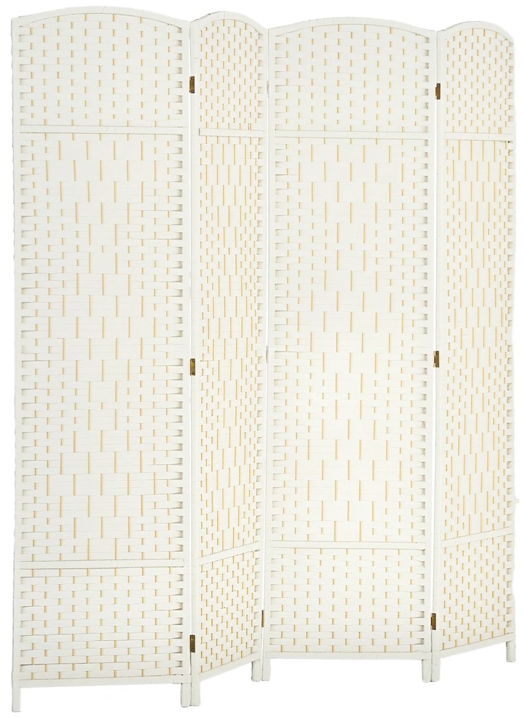 HOMCOM Paravent interior din lemn 4 panouri divizor de cameră pliabil pentru sufragerie dormitor 180 x 180 cm alb | Aosom Romania