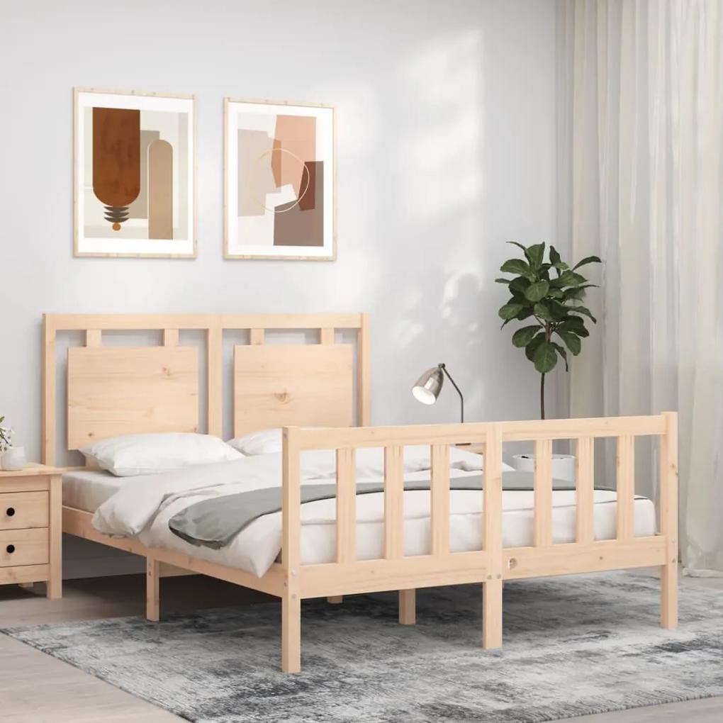 3192136 vidaXL Cadru de pat cu tăblie, dublu mic, lemn masiv