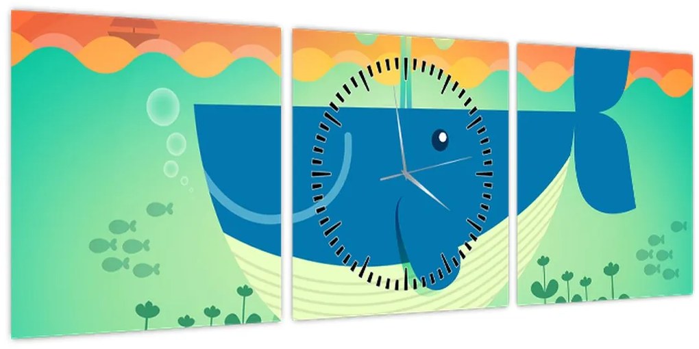 Tablou - Balena veselă (cu ceas) (90x30 cm)