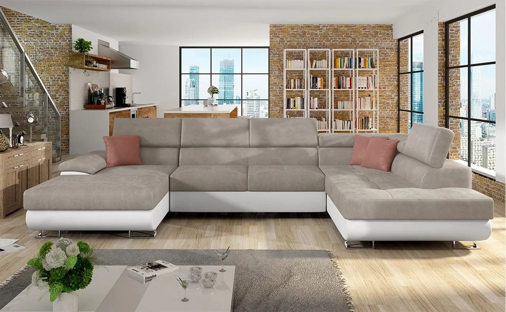 Colțar în formă de U Alphard Bis (D) (piele ecologică soft 017 + uttario velvet 2979 + uttario velvet 2955). Promo -17%. 1051182
