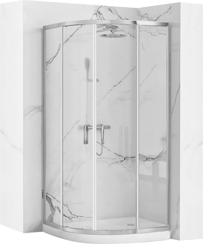 Cabina dus REA Look Chrome 80x80 + Cada de duș Look White