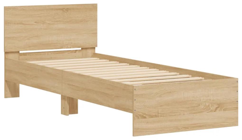 838626 vidaXL Cadru de pat cu tăblie, stejar sonoma, 90x200 cm lemn prelucrat