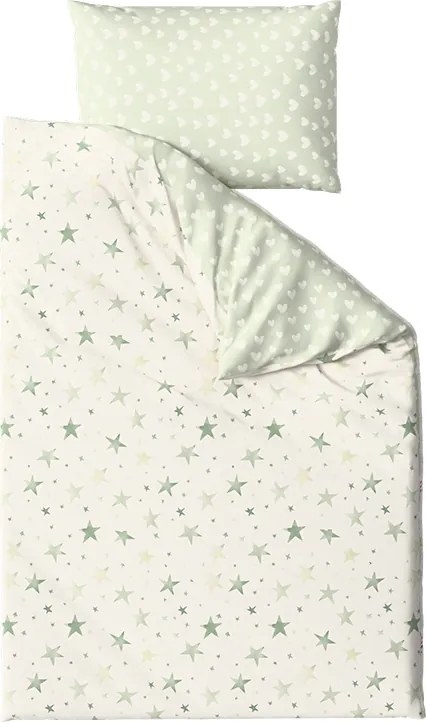 Lenjerie de pat din microfibra STARS HEARTS verzi Dimensiune lenjerie de pat: 2 buc 70 x 90 cm | 200 x 220 cm
