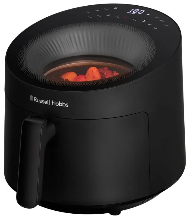 Friteuza cu aer cald Russell Hobbs SatisFry Panoramic 27420-56, 1650W, 5.5 l, 10 programe, Afisaj digital cu LED-uri, Termostat, Timer, Negru