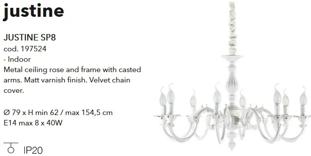 Candelabru elegant design clasic JUSTINE SP8 alb 197524