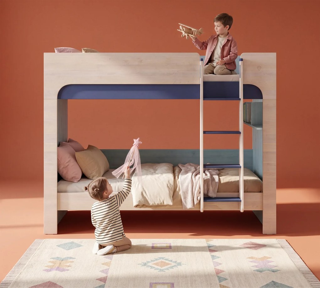 Pat etajat pentru copii, design functional si modern Colectia Trio 90x200 cm