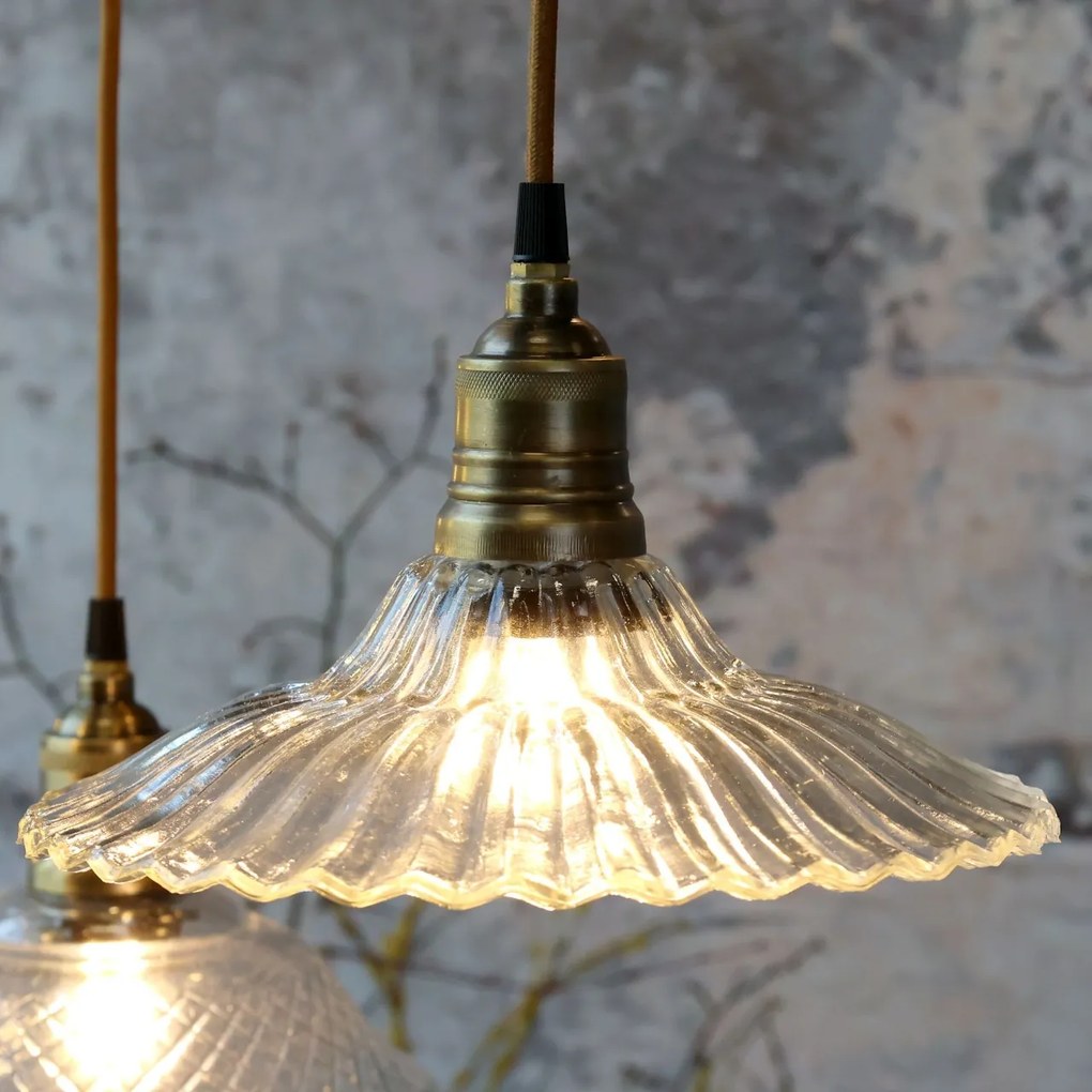 Lustra din sticla si alama, H14/D26cm, 40W