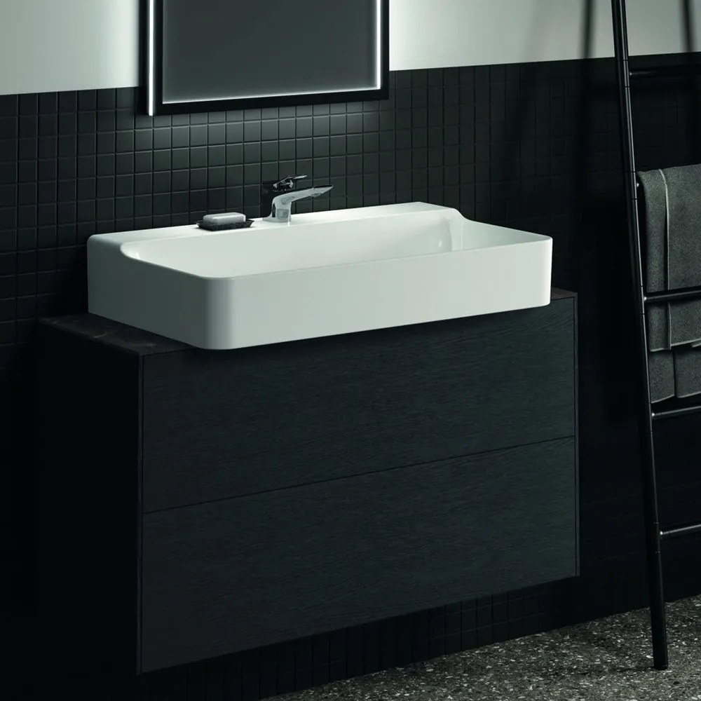 Blat ceramic pentru lavoar Ideal Standard Atelier Conca finisaj negru marmura 100 cm