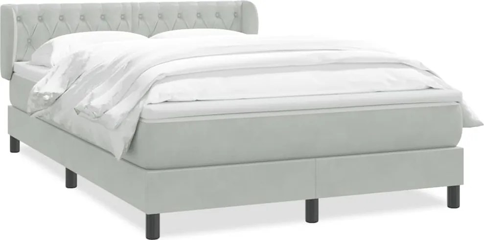 vidaXL Pat box spring cu saltea, gri deschis, 160x210 cm, catifea