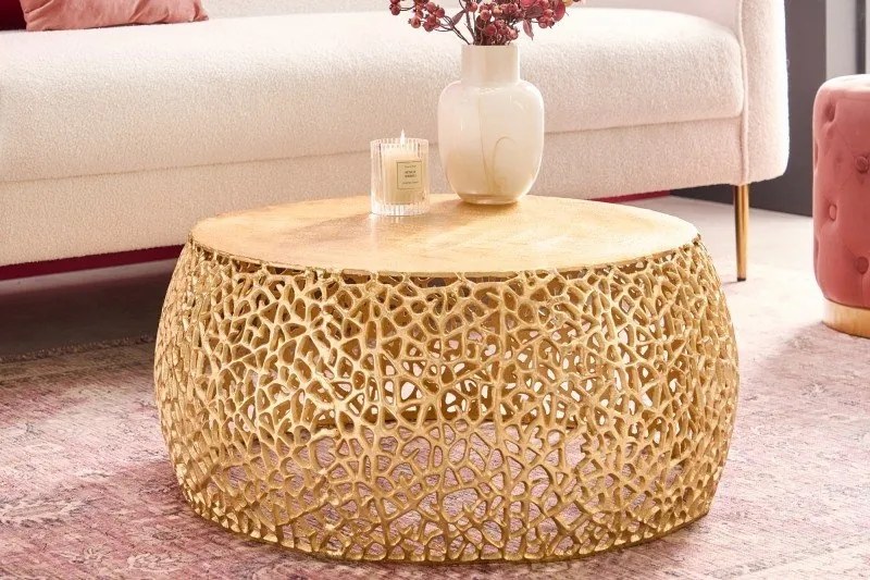 Masuta cu aspect deosebit Leaf 75cm, auriu