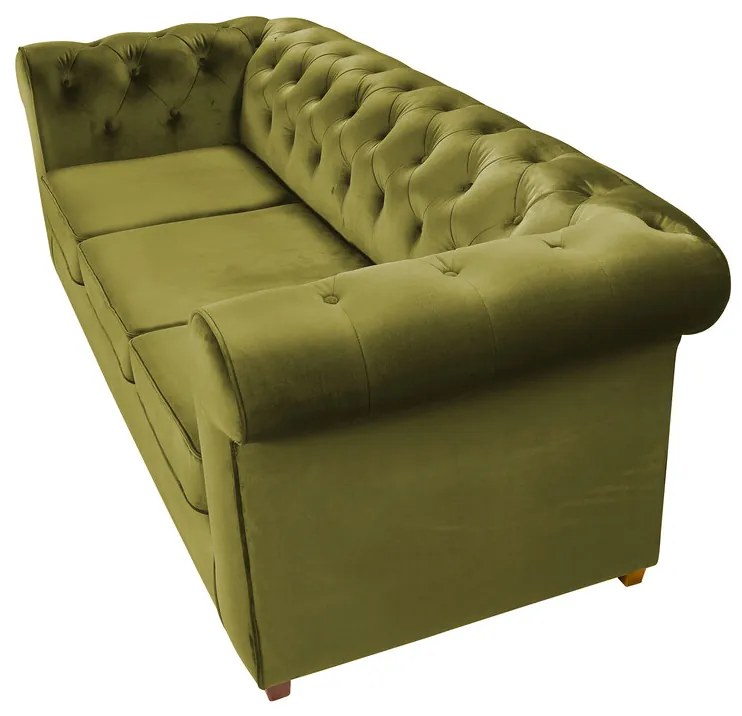 Canapea Oxford Chesterfield, 93x214x75 cm, 3 locuri, Olive