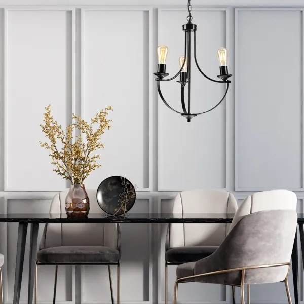 Lustră pe lanț GINA 3xE27/60W/230V neagră