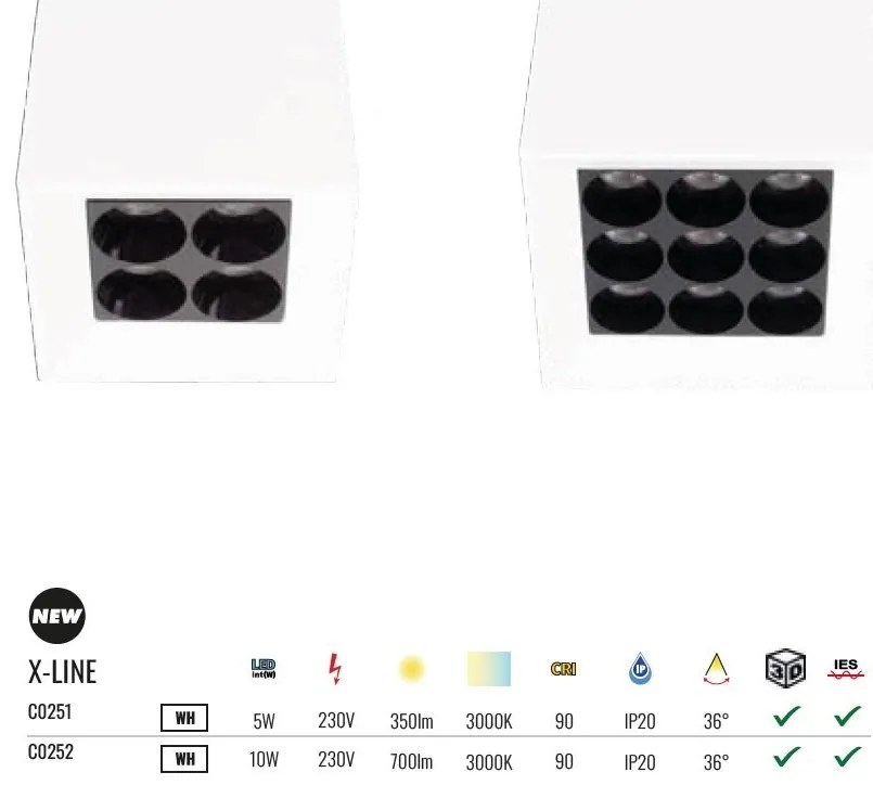 Spot LED aplicat X-line 5W alb