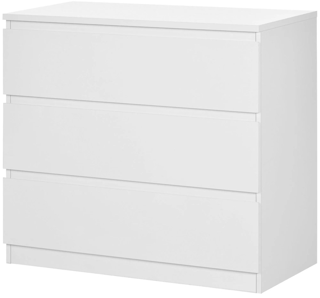 HOMCOM Comodă 3 sertare, Dulap de depozitare elegant pentru dormitor, interior, 80l x 39P x 73H cm | Aosom Romania