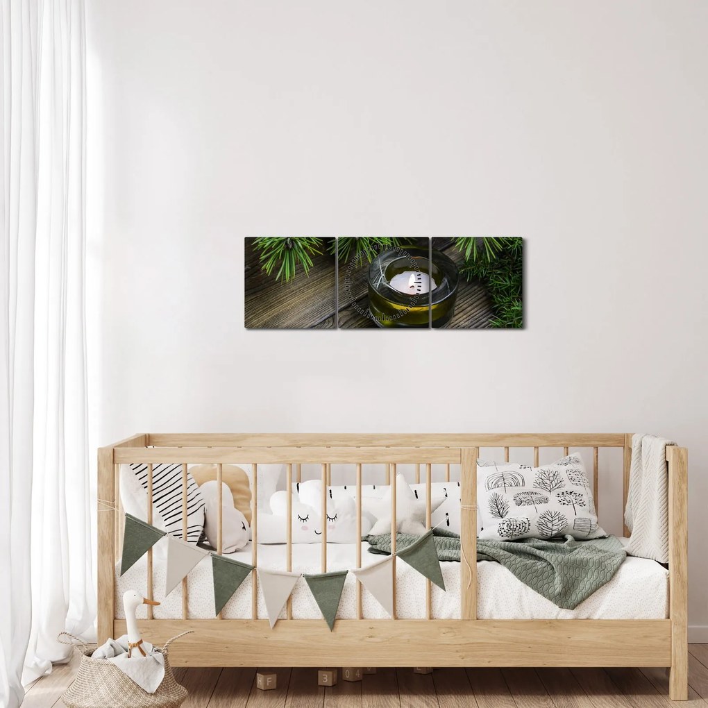 Tablou - lumânare de Crăciun (cu ceas) (90x30 cm)