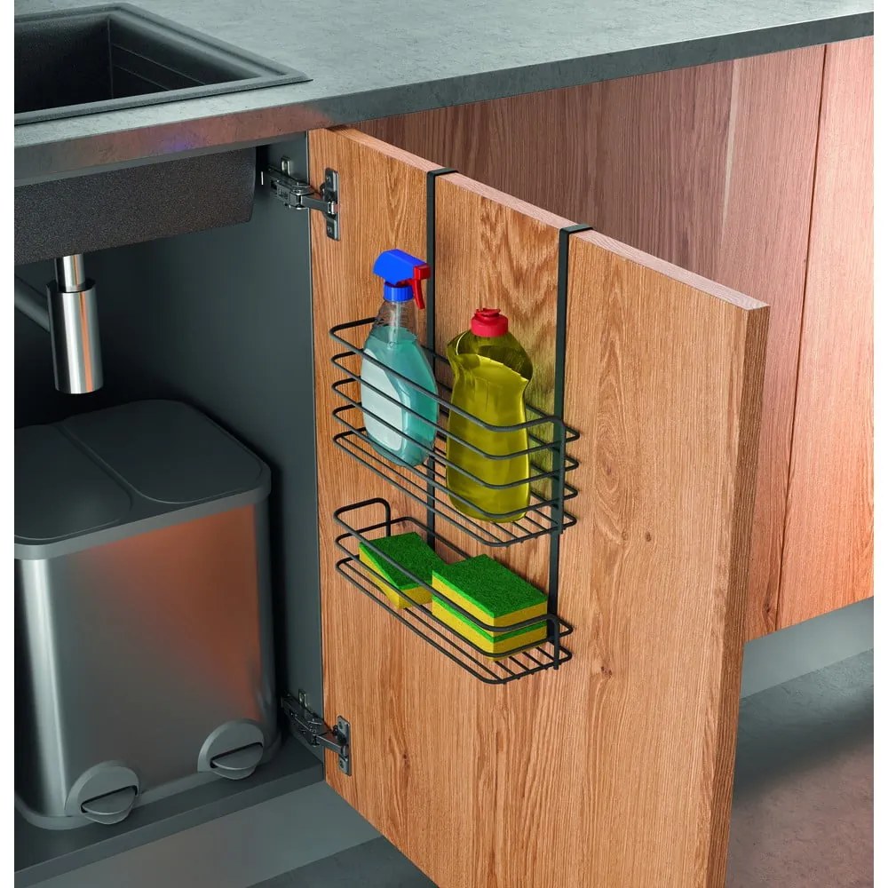 Raft metalic suspendat pentru bucătărie Metaltex Galileo Lava Double, negru