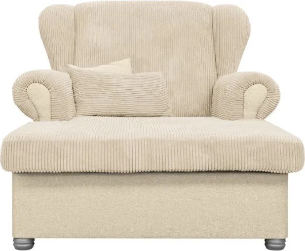 Fotoliu bej cu tapițerie din catifea reiată Lord – Ropez