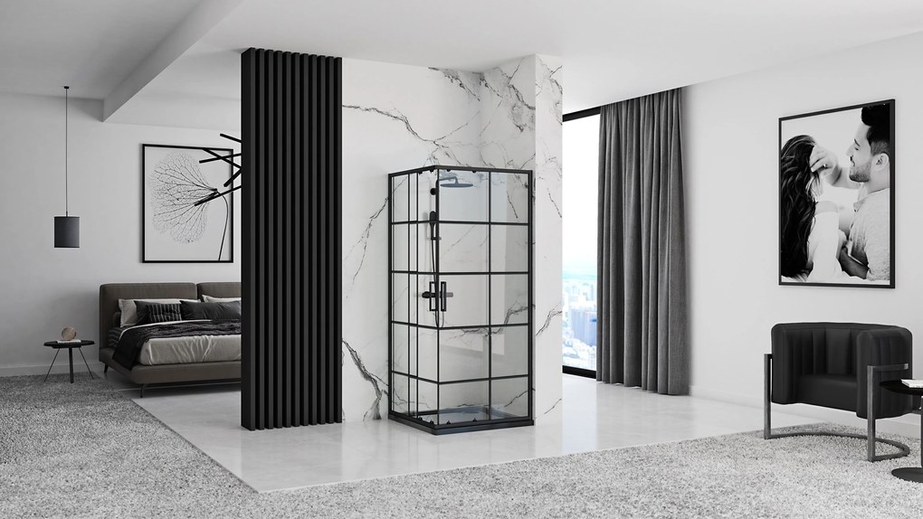 Cabina de dus Rea Concept Black 90x90 cm