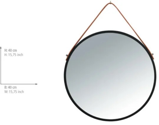 WENKO 24424100 - Oglindă BORRONE 40 x 40 cm, negru/argintiu