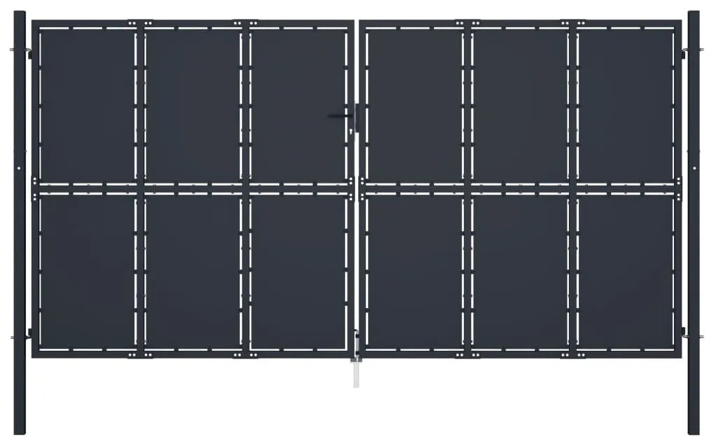 vidaXL Poartă de grădină, antracit, 400 x 175 cm, oțel