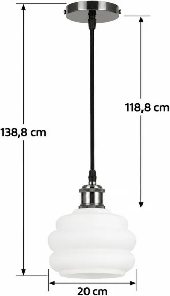 BRILAGI - LED lustra pe cablu RETRO GLASS 1xE27/60W/230V Ø 20 cm negru/alb