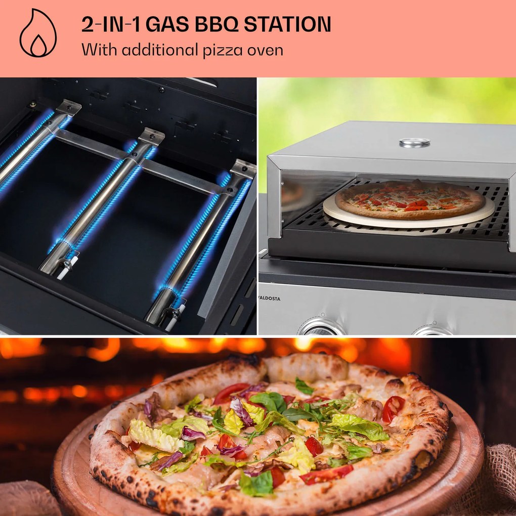 Kingsville XL, grătar combinat, gaz, cuptor pentru pizza, 20,5 kW, 5 + 1 arzătoare