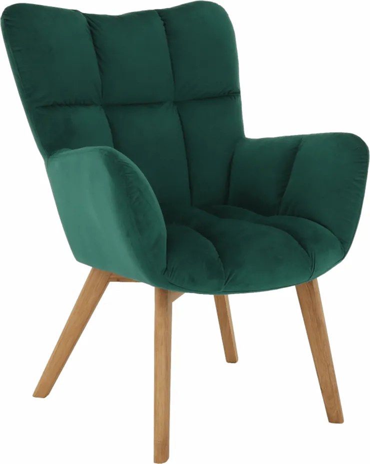 Fotoliu de design, catifea Velvet smarald/stejar, KOMODO