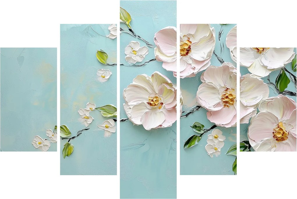 Tablou - Flori pe fundal albastru (150x105 cm)