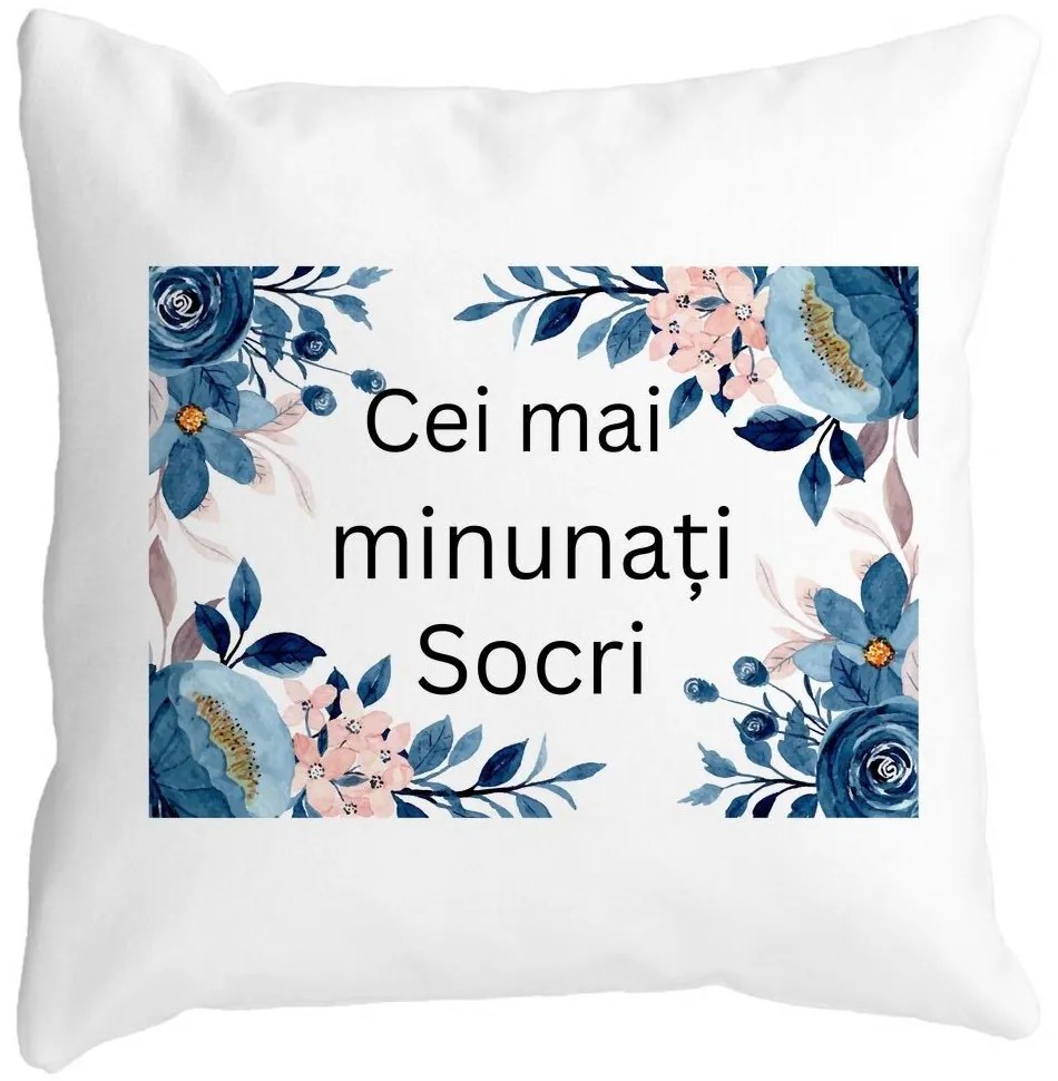 Perna Decorativa pentru Socri 1, 40x40 cm, Alba, Mata, Husa Detasabila, Burduf