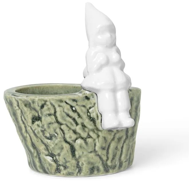 Sfeșnic de Crăciun din porțelan și gresie Kähler Design Christmas Tales, lungime 8,5 cm