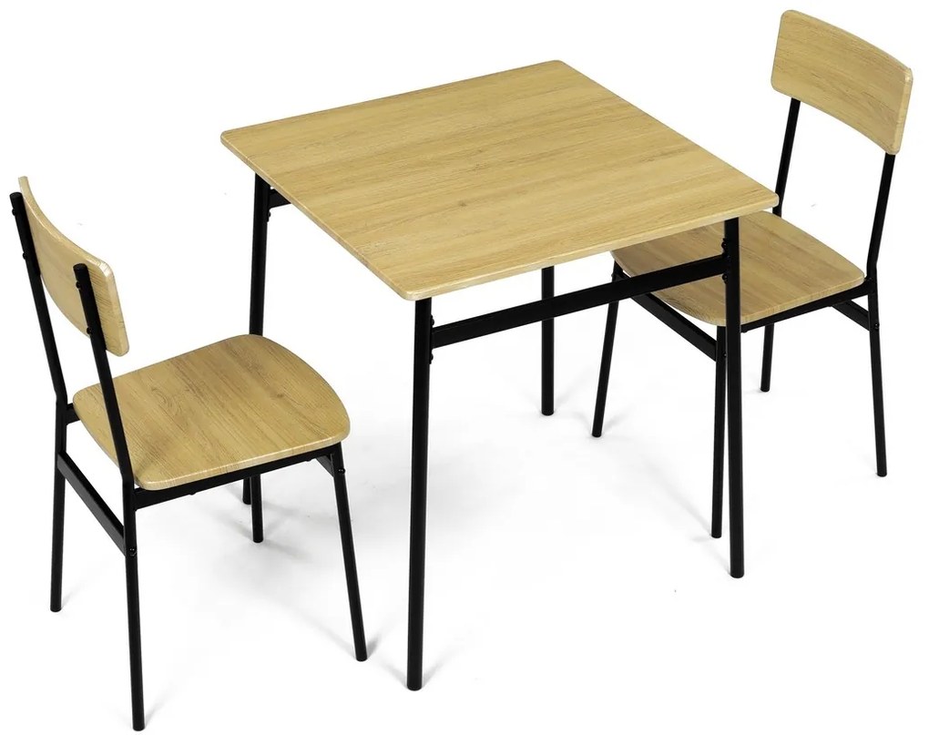 Set de masă Industrial cu 2 scaune, 70 x 70 x 76cm, stejar sălbatic