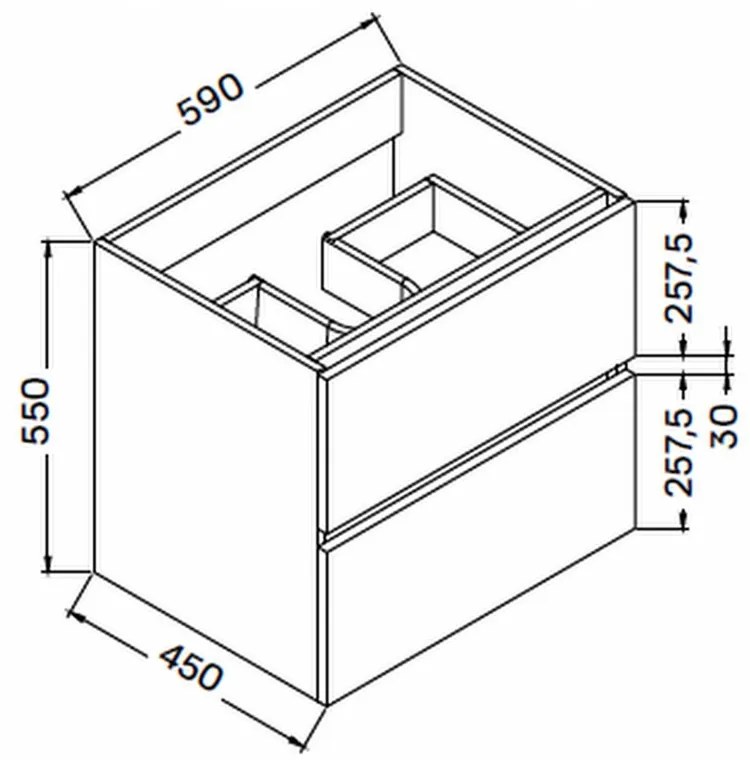 Unitate de toaletă Elois White 60 cu 2 sertare
