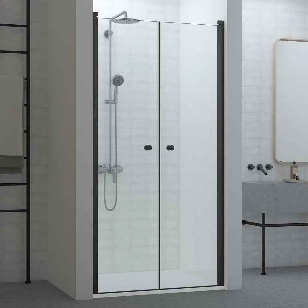 Westy 100  Negru ușă de duș batantă cu două canaturi, 195cm, 6mm