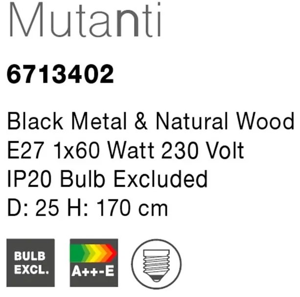 Lampadar / Lampa de podea design modern Mutanti negru NVL-6713402