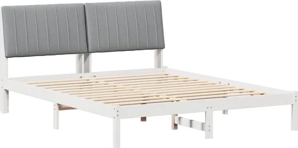 vidaXL Cadru de pat cu headboard Alb 150 x 200 cm Lemn de pin masiv