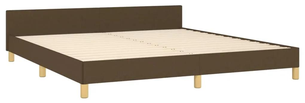 Cadru de pat cu tablie, maro inchis, 180x200 cm, textil Maro inchis, 180 x 200 cm, Design simplu