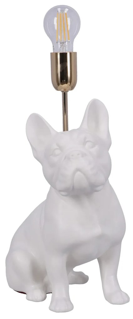 Lampa ceramica Bulldog alb mat h 35 cm
